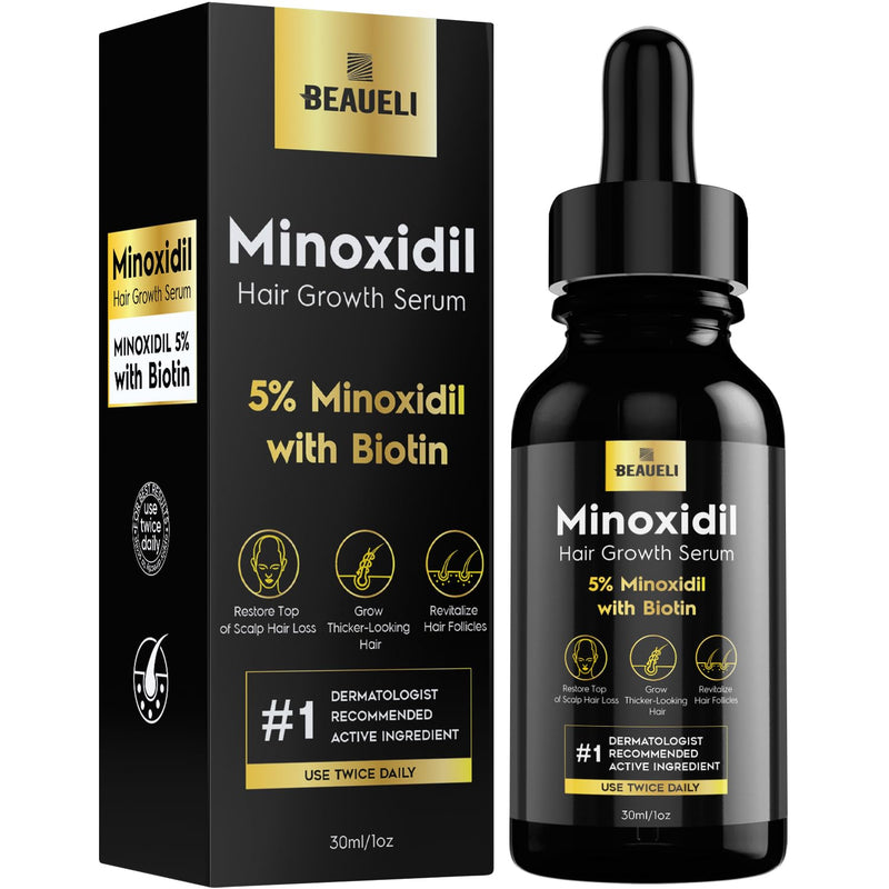 5% Minoxidil for Men & Women Hair Growth Serum, Beard Growth Oil 1oz 1pcs | Minoxidil Hair Growth Oil for Men & Women, 5% Minoxidil Serum Hair Regrowth Treatment with Biotin for Thicker, Fuller Hair 1 Fl Oz (Pack of 1) 30ml - 1 bottle