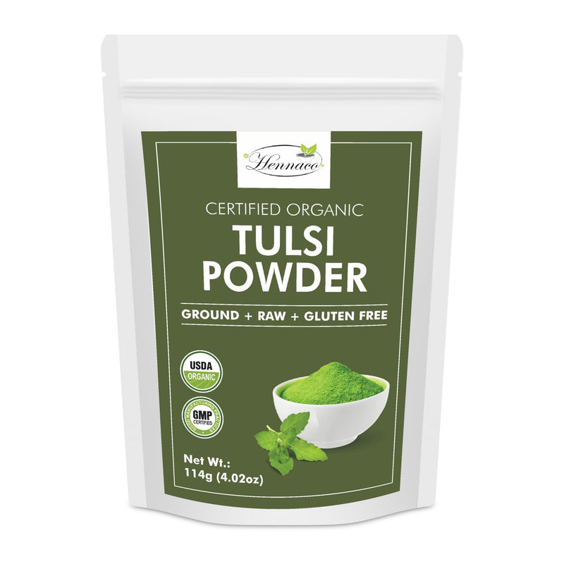 [Australia] - Organic Tulsi Powder - Resealable Zip Lock Pouch, USDA Organic - Premium Quality Holy Basil Powder, 100% Raw, Ayurvedic Herb for Immunity - 114 Grams (4 Oz) 4 Ounce (Pack of 1) 