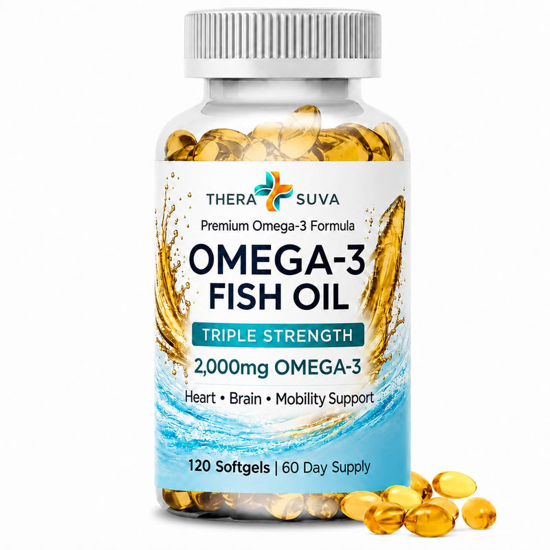 Triple Strength Wild Alaskan Fish Oil, Omega-3, EPA 1100mg + DHA 900mg, Supplement for Heart, Brain & Mobility Health, 2 Month Supply, 120 Veggie Softgels