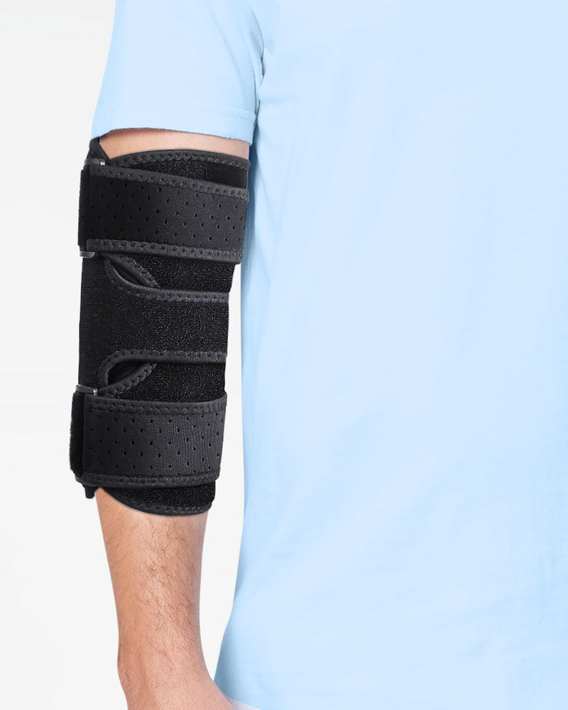 Elbow Brace, Elbow Splint for Cubital Tunnel Brace for Sleeping-Immobilizer for Ulnar Nerve Brace Elbow Pain fit Men & Women Black Small