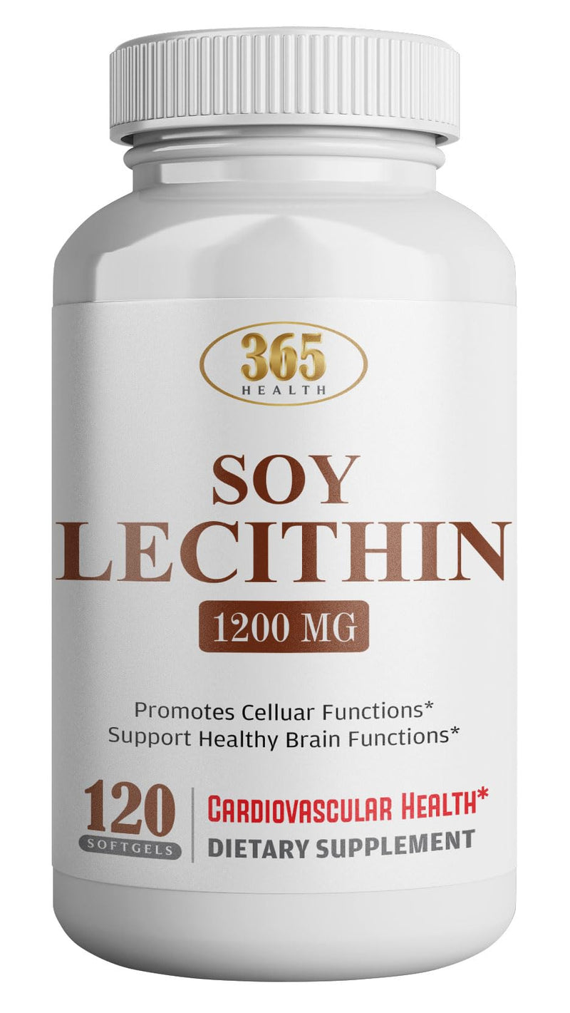 [Australia] - Lecithin 1200mg, High Potency, 120 Softgels, Natural Combination of Essential Fatty Acids to Support Brain & Nerve Function- Lecithin Food Grade, 1200mg per Serving, Dietary Supplement 