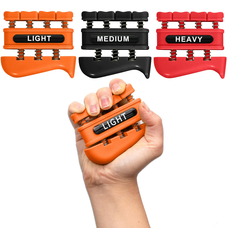 [Australia] - Grip Strength Trainer, Finger Strength Trainer for Grip Strength Training for Fingers, Wrists, and Hands for Home, Office, Gym, Climbing, Athletes, Musicians, and Therapy Orange/Black/Red 