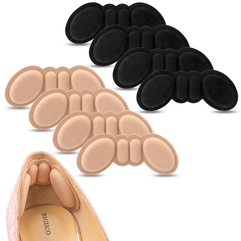 [Australia] - Heel Pads for Shoes That are Too Big, 4 Pairs Foamed Cotton Heel Cushions for Pain Relief & Tighter Fit, Filler Improved Shoe Fit and Comfort (Rosybrown+black) Rosybrown+black 