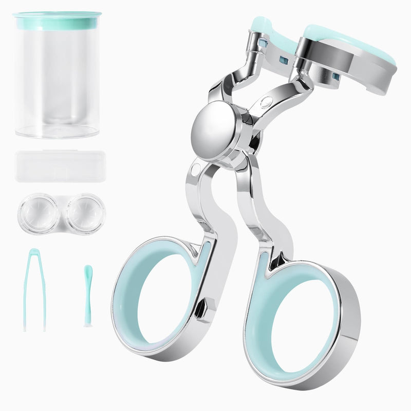 [Australia] - Daily Contact Lens Wearing Aids - Soft Silicone Remover and Insertion Tool Set Includes Tweezers, Case and Plunger Suction Cup (Green) Green 