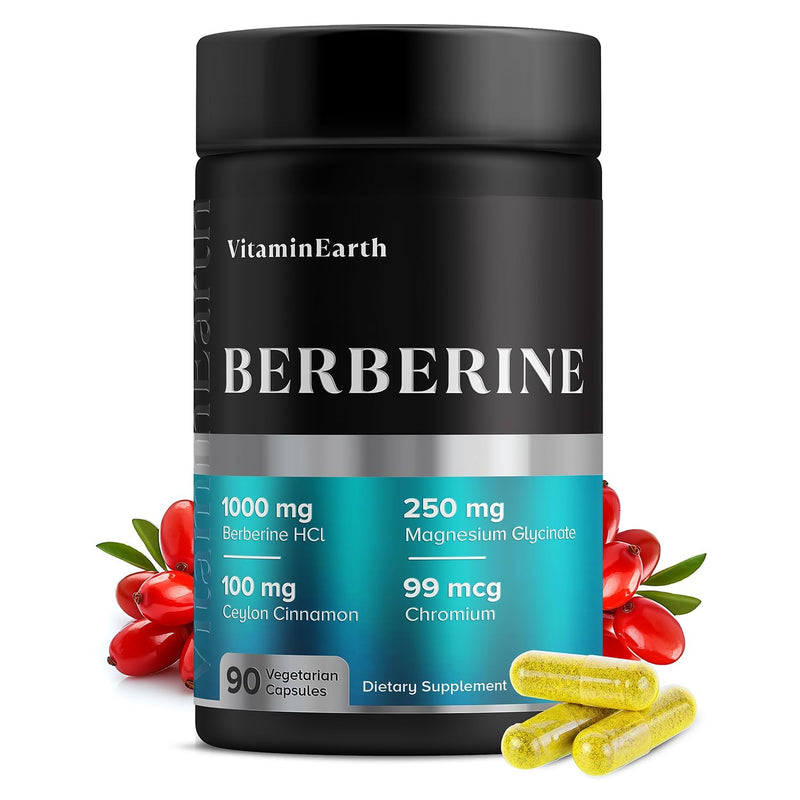 Berberine Complex – 1000mg Berberine HCl with Magnesium, Ceylon Cinnamon & Chromium – Metabolic Wellness Support – Vegan, Non-GMO, 90 Capsules Capsule 90 Count (Pack of 1)