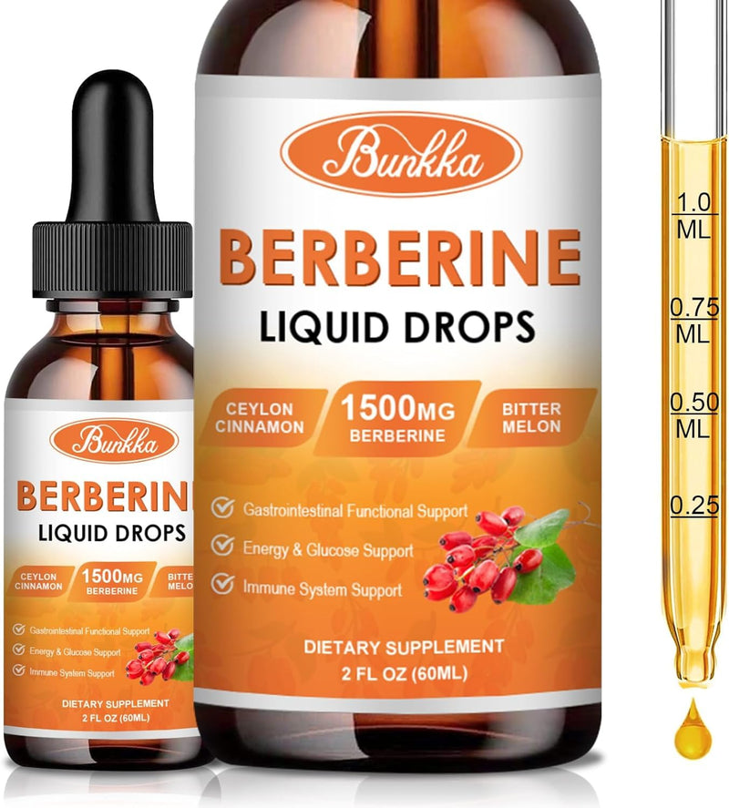 [Australia] - (2 Pack) Berberine Supplement, 1500mg Organic Berberine Liquid Drops with Ceylon Cinnamon, Bitter Melon, Sugar-Free & Vegan Supplement Supports Immune System & Gastrointestinal Care - 4 FL Oz Pineapple 
