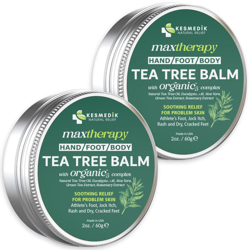 [Australia] - Tea Tree Oil MaxTherapy Balm, Itchy Skin Relief, Soothing for Rashes, Jock Itch, Athlete’s Foot, Chafing, Insect Bites, Folliculitis, Dry Sensitive Skin, Effective & Safe for All Ages, 2-Pack Tea Tree 2 Ounce (Pack of 2) 