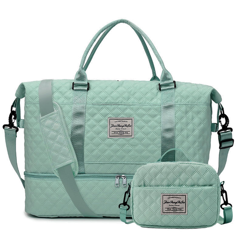 Weekender Bags for Women Travel Duffle Bag with Shoe Compartment Overnight Carry On Duffel Bag Gym Tote Bag with Toiletry Bag Light Green