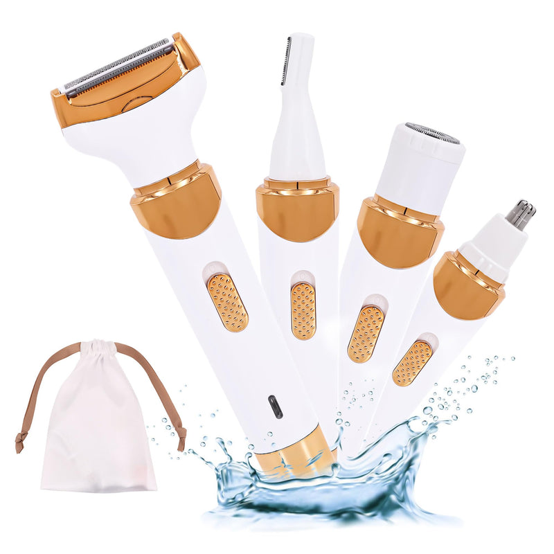 [Australia] - Eletric Razor for Woman,4 in 1 Rechargeable Bikini Trimmer and Shaver, Wet/Dry Electric Body Hair Coldless Waterproof Facial Hair Removal Razor Painless Trimming of Pubic Face arms Legs 
