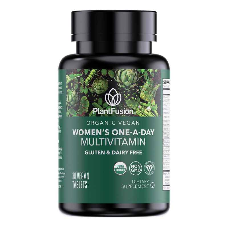 PlantFusion Organic Multivitamin for Women with Iron, One Daily Vegan Multivitamin with Plant Based B12, D3 & Whole Food Blend for Energy & Immune Support - 30 Tablets (1 Month Supply) 30 Count (Pack of 1)