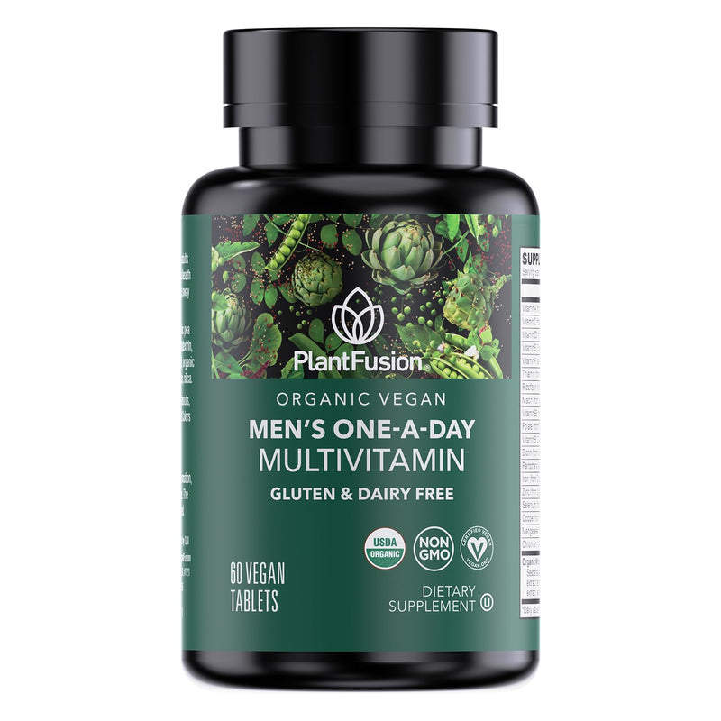 PlantFusion Organic Multivitamin for Men - One Daily Whole Food Blend Men's Multivitamin - Vegan, Non-GMO, Gluten Free & Dairy Free - 60 Tablets (2 Month Supply) 60 Count (Pack of 1)