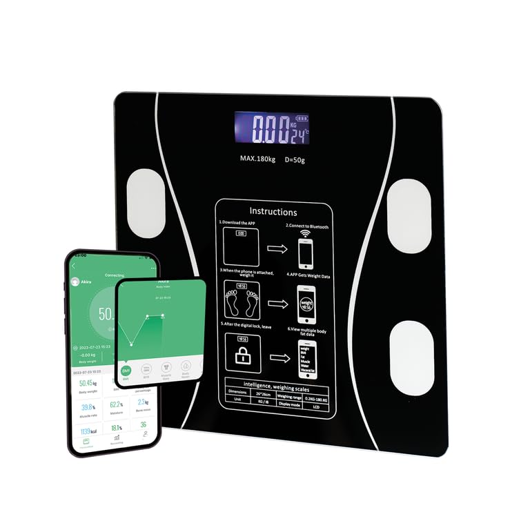 [Australia] - BUY IN WEB USA Smart Scale for Body Weight and Fat, Electronic Body Composition Monitor, 18 Analysis Applications, Supports up to 400 lbs 