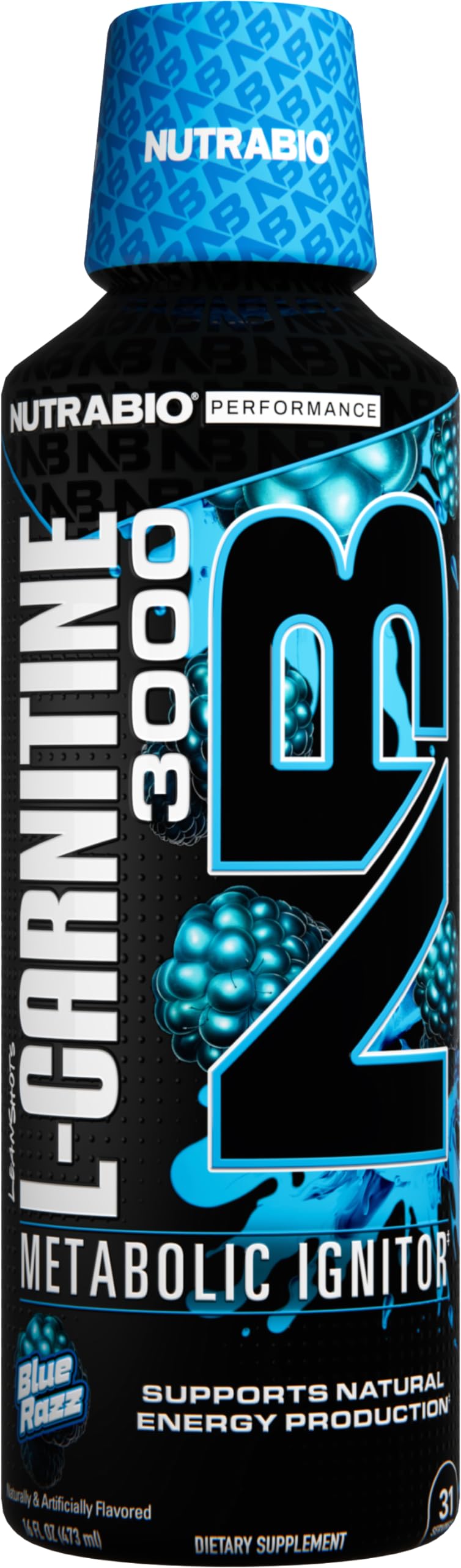 [Australia] - NutraBio – L-Carnitine Liquid Shots – 3000mg, (Blue Razz) – 10mg of Vitamin B-5 – Zero Carbs & Sugars – Energy Production – Muscle Recovery Blue Razz 