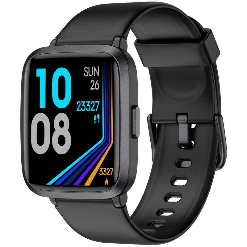 [Australia] - Fitness Tracker, Fitness Watch with Blood Oxygen, Blood Pressure & Heart Rate Monitor, Steps Calories Counter, Sleep Monitor, Pedometer 50 Meters Waterproof, Smart Watch for Android iPhones Black 