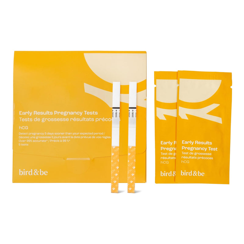 Bird&Be Early Result Pregnancy Test Strips (5 Count) — 10 MIU/mL High Sensitivity hCG, Early Detection Up to 5 Days Before Expected Period, Results in 5 Minutes, Includes Keepsake Result Card 5-Strips Kit