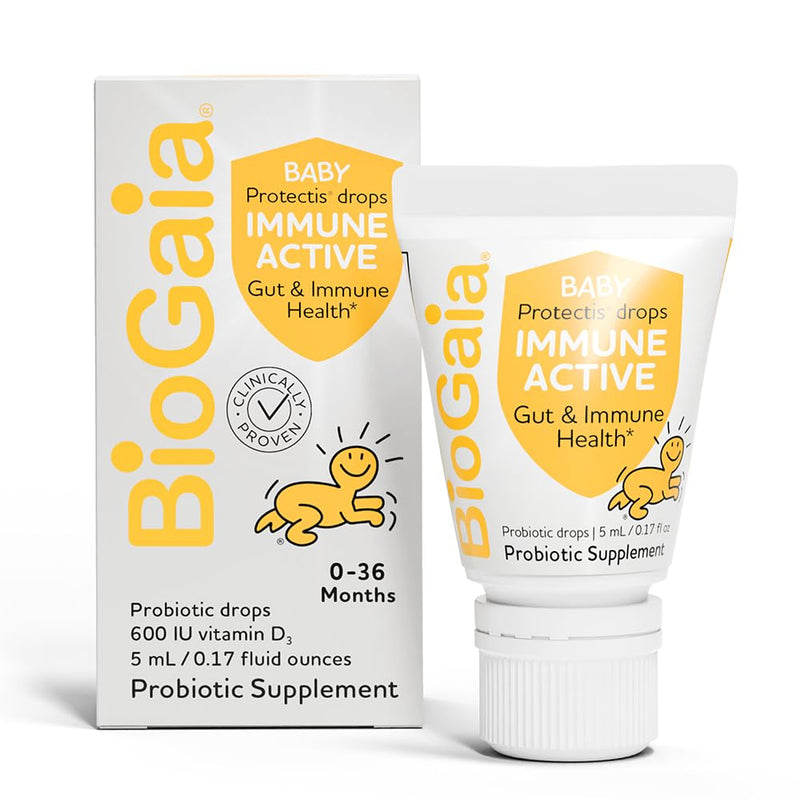 [Australia] - BioGaia Immune Active Baby Probiotic Drops + Vitamin D | for Babies & Toddlers 0-36 Months | Supports Digestive & Immune Health | Allergen, Dairy, Soy & Gluten Free | Backed by 30 Years of Research 0.17 Fl Oz (Pack of 1) 