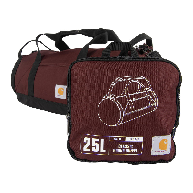 Carhartt Classic Round Duffel with Utility Pouch, Heavy-Duty, Water-Resistant Packable Gear Bag for Jobsite, Gym, and Travel Port 25l