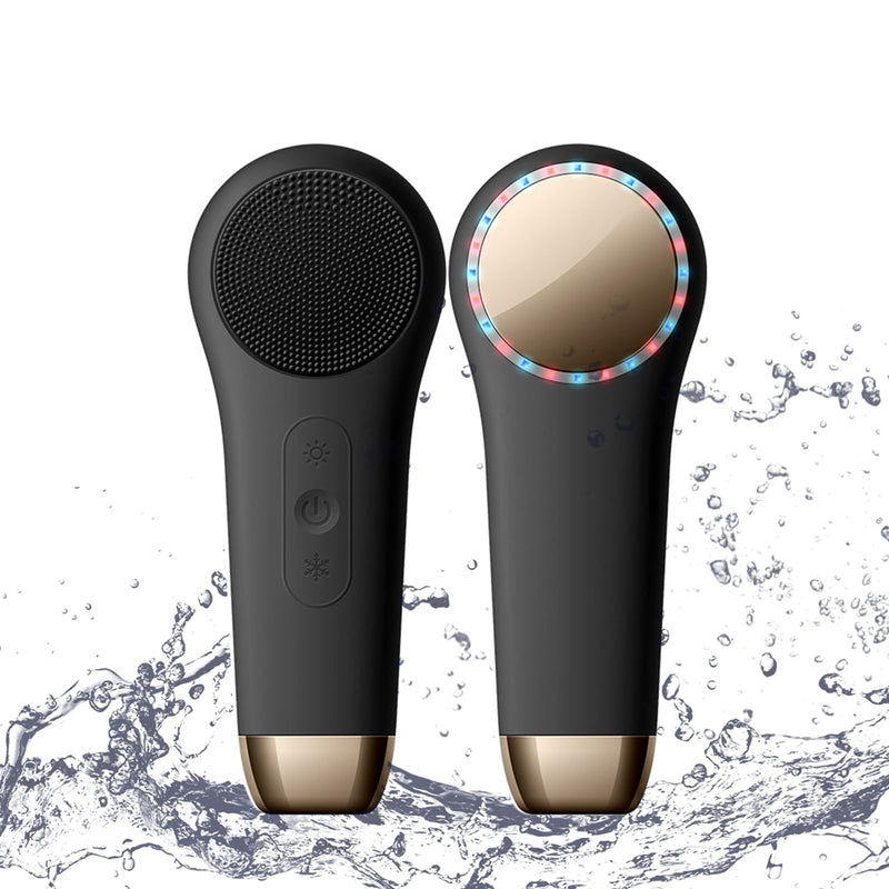Rechargeable Silicone Electric Face Scrubber – Vibrating Facial Cleansing Brush for Deep Cleansing & Exfoliation, Waterproof, Gentle on Skin, for Men & Women Black