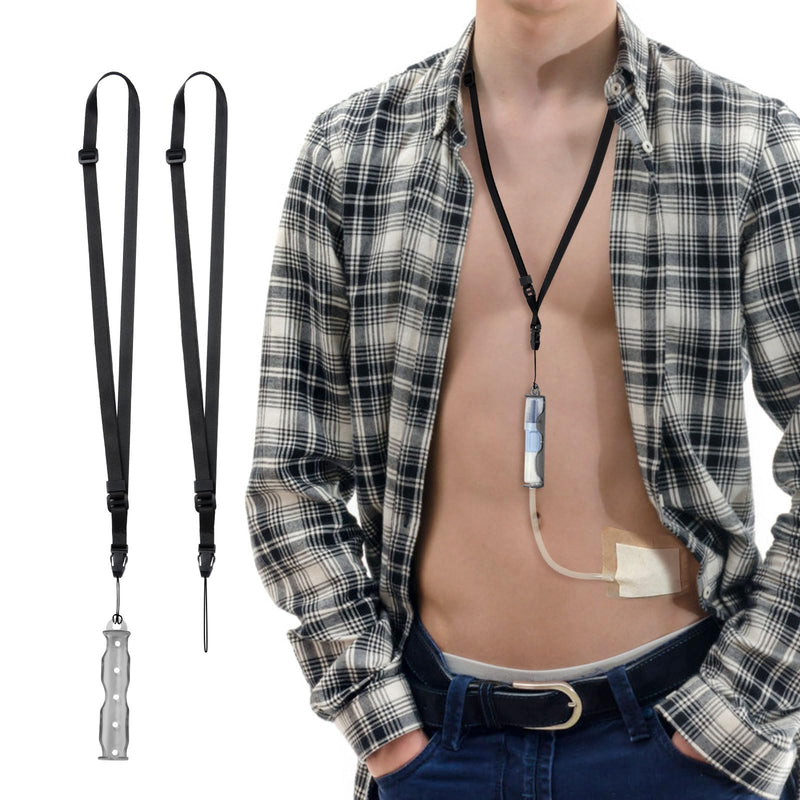 [Australia] - iGuerburn PD Catheter Holder for Baxter, Peritoneal Dialysis Catheter Showering Support with 2 PCS Adjustable Necklace Lanyard, PD Transfer Set Accessories for Men/Women - Black 