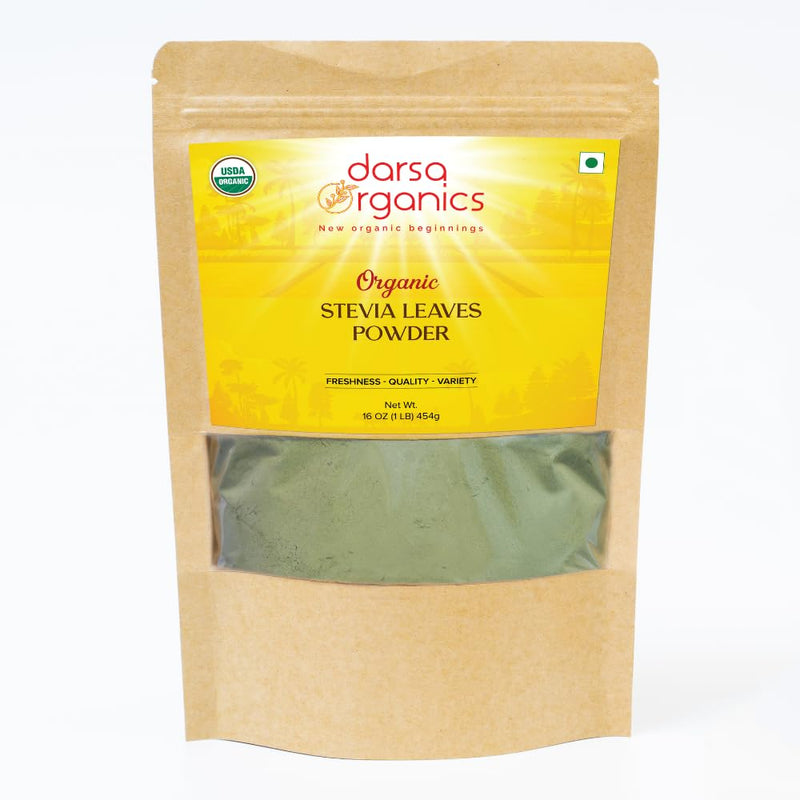 [Australia] - Organic Stevia Leaves Powder from India 16 ounce | Reduced Bitter Aftertaste | Natural Sweetener | Plant Based Sugar Substitute | 0 Calorie | USDA Organic | Non-GMO | Resealable Pouch 