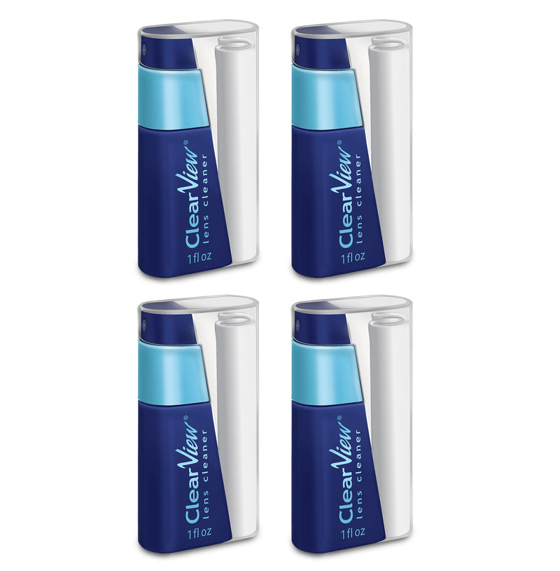[Australia] - Clear View Lens Cleaner Kit - Travel Size, Integrated Cloth and Cleaner Combination Kit. Compact and Portable, Refillable, Safe for All Lenses, Lens Cleaner Spray + Microfiber Cloth 4 
