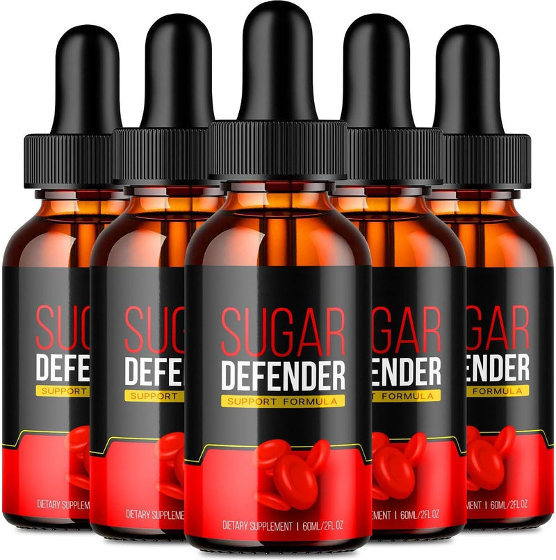 [Australia] - Sugar Defender Drops - Official Formula Sugar Defender 24, Sugar Defender Liquid, Maximum Strength Sugar Defender Supplement with Hawthorn Berry Organic, Sugar Defender Reviews (5 Pack) 