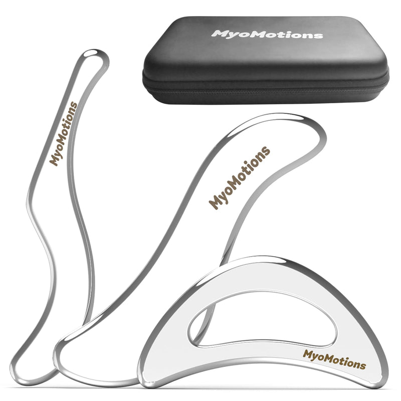 [Australia] - 3-Piece Muscle Scraper Tool Set for IASTM Therapy - Stainless Steel Gua Sha Tool for Myofascial Release and Deep Tissue Massage Tool Set S+Pro+Elite 
