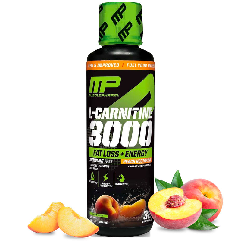 [Australia] - Muscle Pharm L-Carnitine 3000, The Ultimate Liquid L Carnitine Supplement for High-Performance, Supports Metabolism, Hydration & Energy, Zero Sugar/Calories, Peach Nectarine Flavor, 32 Servings 