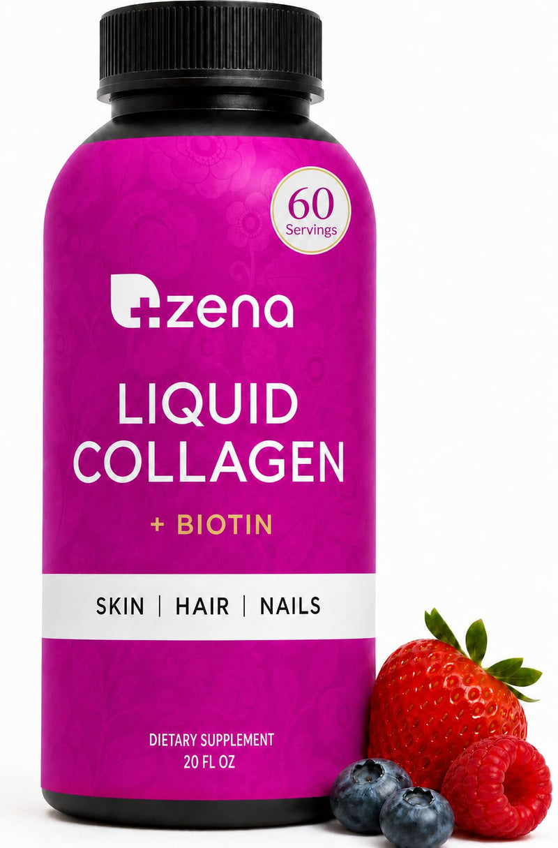 Zena Nutrition Liquid Collagen for Women, Healthier Skin, Hair & Nail, Verisol Collagen Liquid, Biotin and Collagen Peptides Supplements for Women - 20oz 20.3 Fl Oz (Pack of 1)