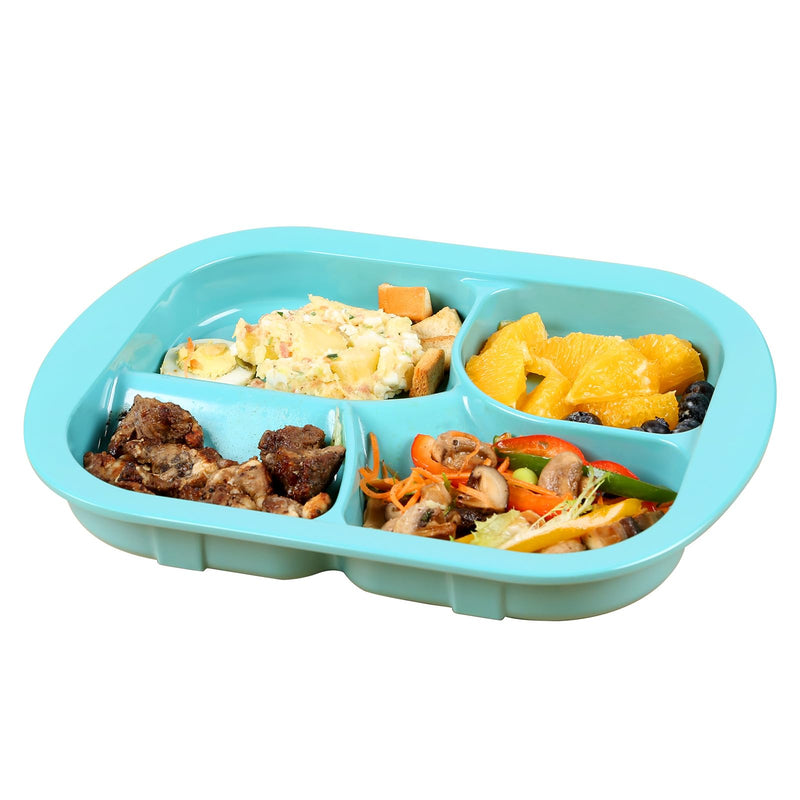 [Australia] - Adaptive Utensils Plates with Extra Wall,Non-slip&Spill-proof Melamine Plate for Dementia,Stroke, Tremors,Self-Feeding Dinnerware for Elderly (Melamine 4-Compartment Divided Plates) Melamine 4-Compartment Divided Plates 