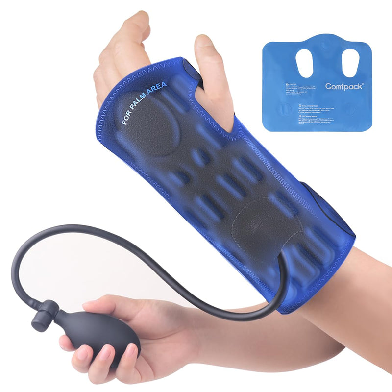 [Australia] - Ice Pack Wrap With Compression for Carpal Tunnel Relief, Wrist Brace Support Gel Hot Cold Therapy for Tendonitis, Mommy Wrist, Swelling, Surgery, Inflammation Black & Blue 