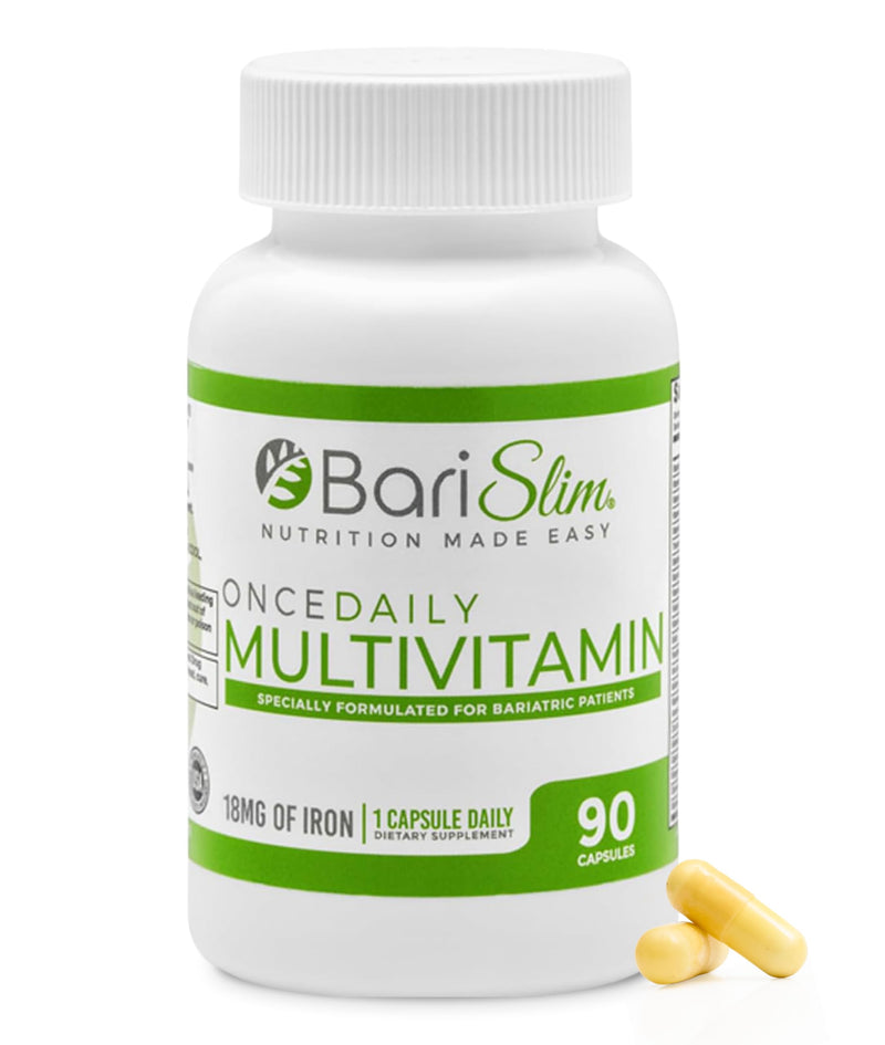 BariSlim Once Daily Bariatric Multivitamin Capsule - 18mg of Iron - Bariatric Vitamin & Supplement for Post Surgery Including Gastric Bypass & Gastric Sleeve | 90 Day Supply 90 Count (Pack of 1)