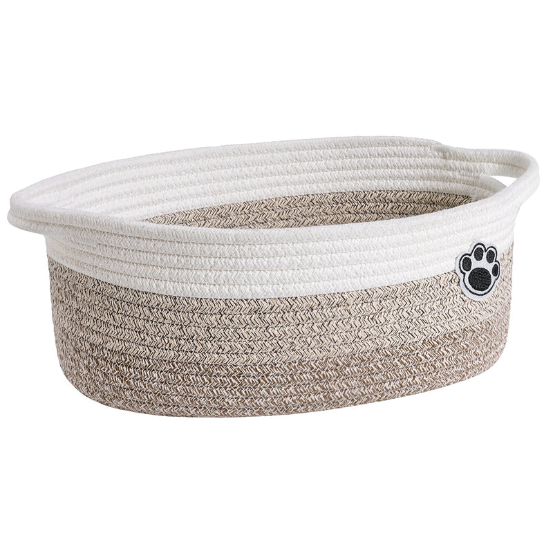 [Australia] - Dog Toy Basket Small Gift Basket for Baby, Storage Basket for Nursery, Woven Basket for Dog Cat Storage, Nursery Storage Basket for Diapers, Towels, 12"x 8" x 5" Mixed-Brown Brown 