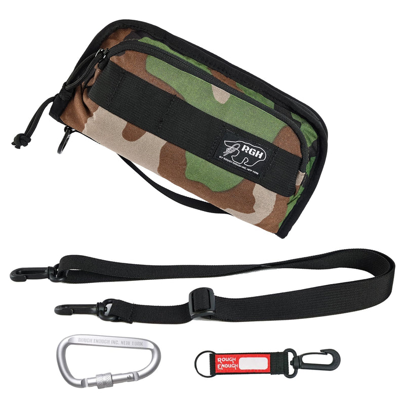Rough Enough RFID Passport Holder, Travel Wallet with Shoulder Strap, Camo | Weather-Resistant Cordura, RFID Blocking, Fits 2 Passports & Cards, Lightweight for Business & Family Trips