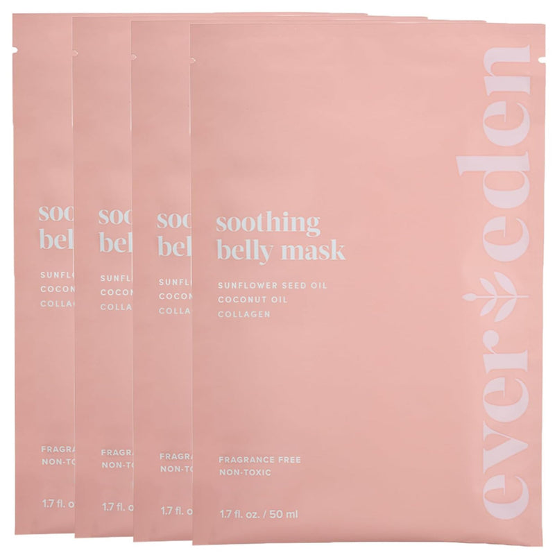 [Australia] - Evereden Soothing Belly Mask - 4 Belly Masks for Pregnant Women - One Size - Hydrating, Nourishing, & Soothing Pregnancy Skin Care Belly Masks - Clean & Vegan Pregnancy & Maternity Products 1 Count (Pack of 4) 