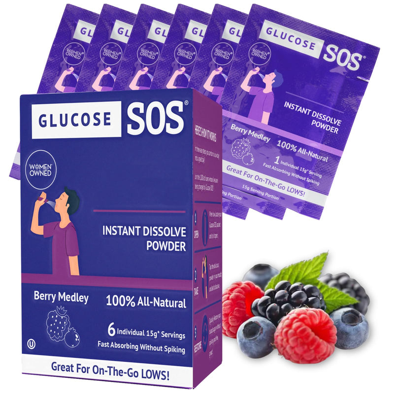 [Australia] - Glucose SOS Glucose Berry Medley Glucose Powder, Natural Dextrose Packets, Fast-Absorption, Instantly Dissolves, No Water Needed, 6 Sachets per Box 0.55 Ounce (Pack of 6) 
