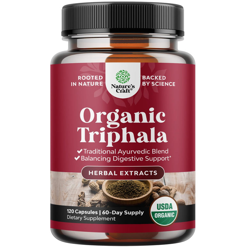 [Australia] - Digestive Triphala Capsules Organic Complex - Organic Triphala Colon Cleanser & Detox Digestive Health Supplement - Ayurvedic Complex for Gas Bloating & Constipation Relief for Women & Men (2 Months) 120 Count (Pack of 1) 