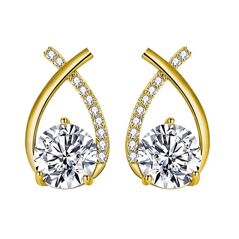 [Australia] - Lucpee Lymphatic Earrings, Slimaoo Flysmus Halolux Lymphvity Germanium Earrings Lymph Flow Drainage Detox Magnetogen Earrings Acupuncture Therapy Slimming Sparkly Zircon Jewelry Gift Gold 
