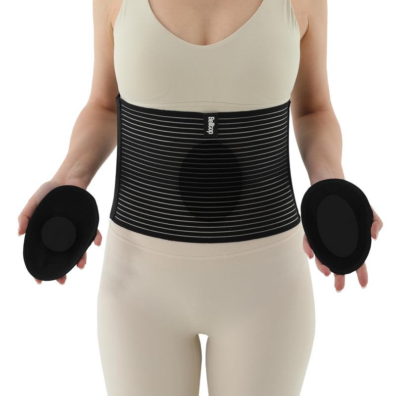 Umbilical Hernia Belt for men & women. Wider Abdominal Binder - 2 x compression pads for naval (double thickness). Hernia support belt (prevent surgery): ventral, epigastric, belly button hernias (L/XL) L/XL (39 to 52 inch umbilical area)
