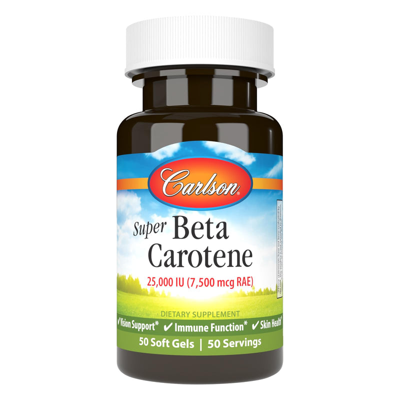 [Australia] - Carlson - Super Beta Carotene, 25000 IU (15 mg), Vitamin A as Beta Carotene, Bioavailable and Bioactive Form, Vision Health, Healthy Skin, 50 Softgels 
