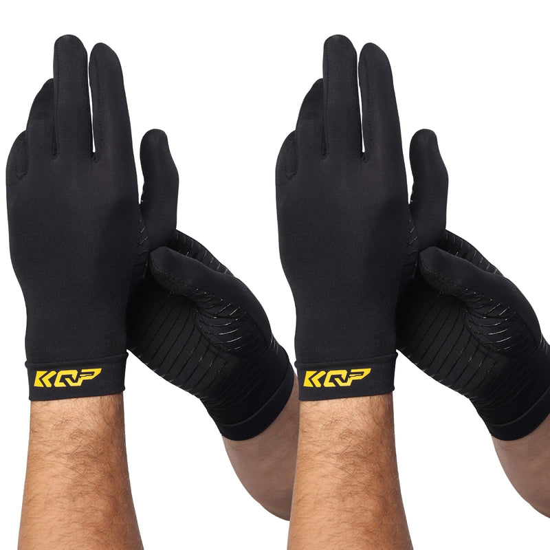 Compression Gloves For Pain Relief,2 Pairs，Copper Infused Arthritis Gloves… Medium 2pairs-whole Black