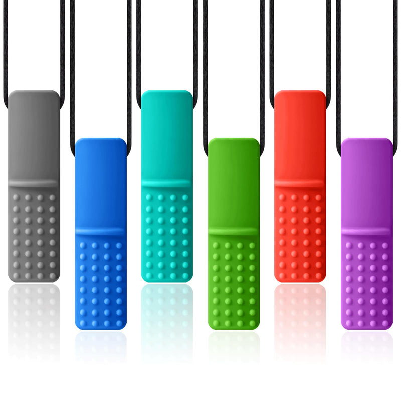 [Australia] - Chewy Necklaces for Sensory Kids, 6 Packs Silicone Teething Oral Motor Aids Necklace for Aggressive Chewers with Autism, ADHD, SPD, or Special Need 