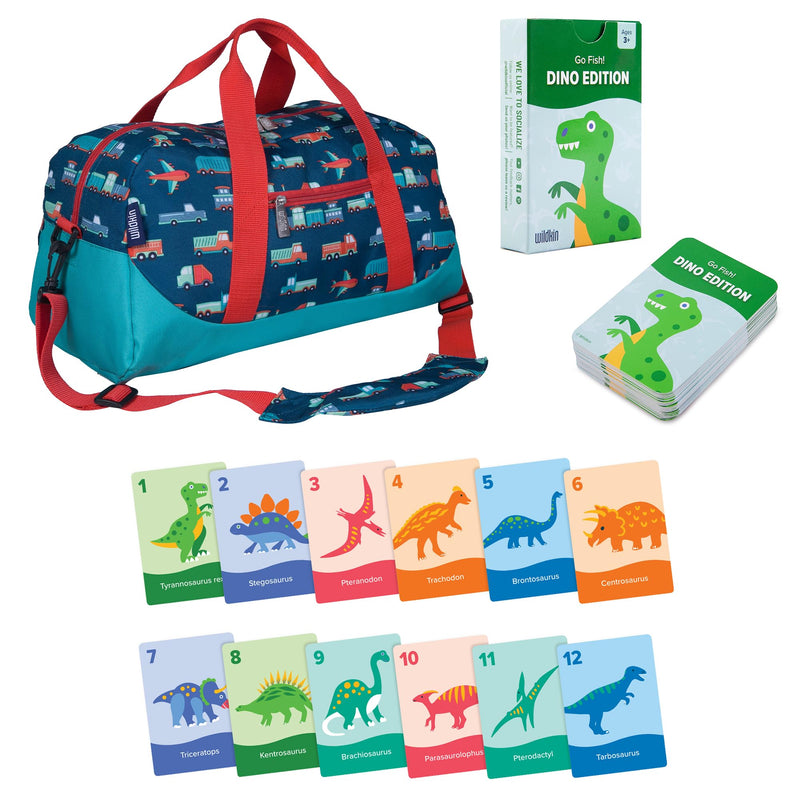 Wildkin Overnighter Duffel Bag and Go Fish! Card Game Bundle: Dive into Fun - Playful Adventures Packed and Ready to Go (Transportation)