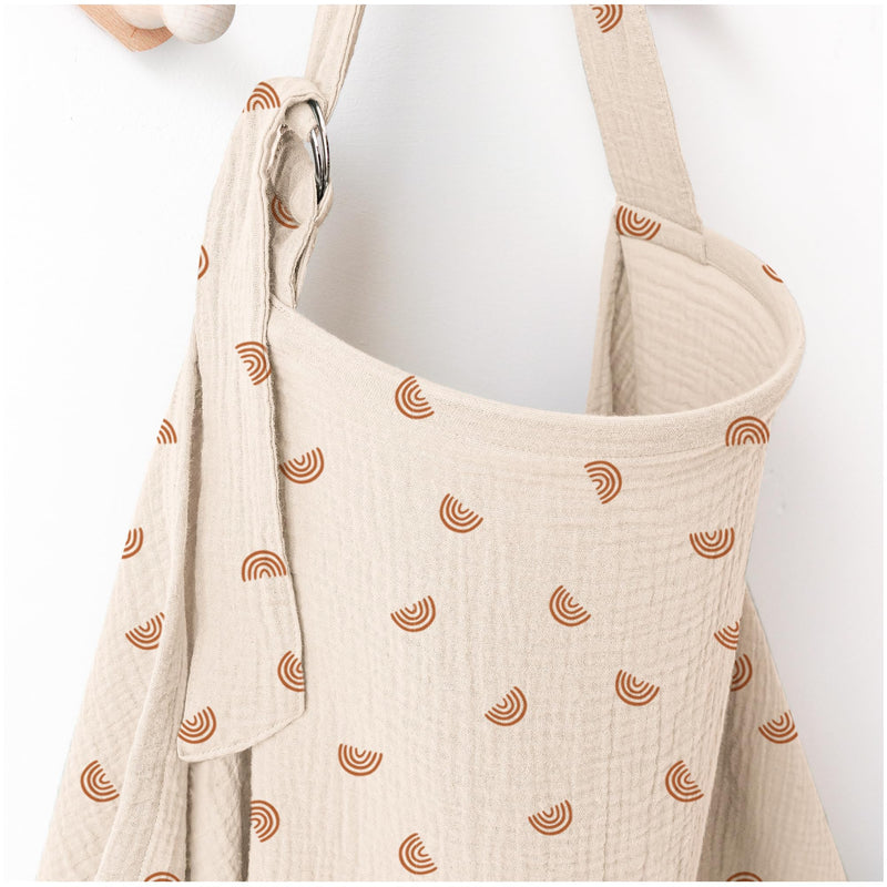 [Australia] - Muslin Nursing Covers for Breastfeeding, Privacy Breast Feeding Cover with Arch Neckline for Mom and Baby, Breathable 100% Cotton Nursing Apron Multi-use Stroller Cover Ivory rainbow 