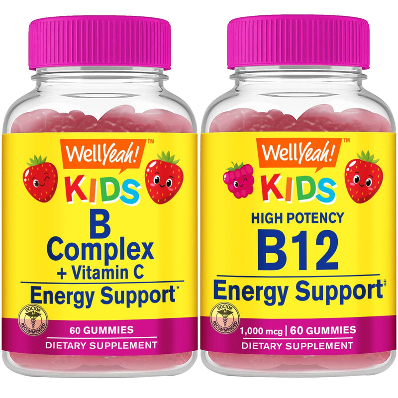 WellYeah B Complex Kids + Vitamin B12 Kids, Gummies Bundle - Great Tasting, Vitamin Supplement, Gluten Free, GMO Free, Chewable Gummy