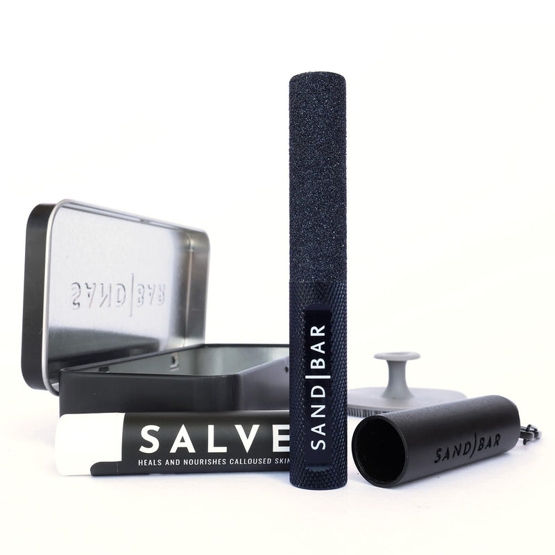 [Australia] - SandBar Callus Removal, Hand Callus Remover Salve Balm Stick for Working Hands, Lightweight Dead Skin Remover Tool Grit Surface, Knurled Handle, Magnetic Cap Hand File 4" - Black 