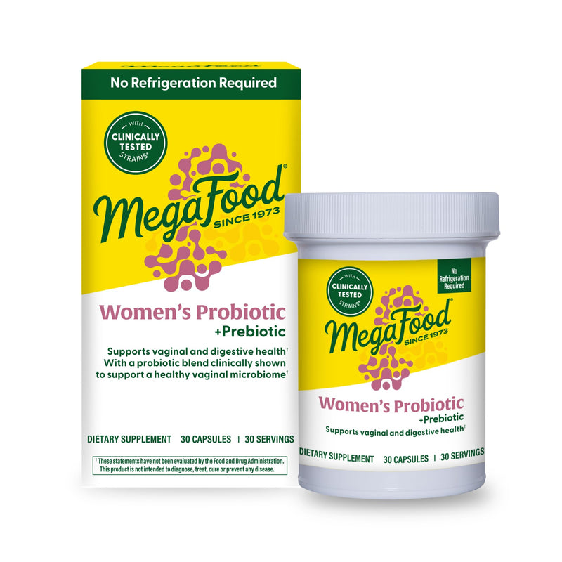 MegaFood Womens Probiotic Prebiotic, Vaginal Probiotics, 30 Capsules | Supports Digestive Health, Regularity & Vaginal Microbiome, Prebiotics for Gut Health, 5 Billion CFU, Vegetarian, 30 Servings