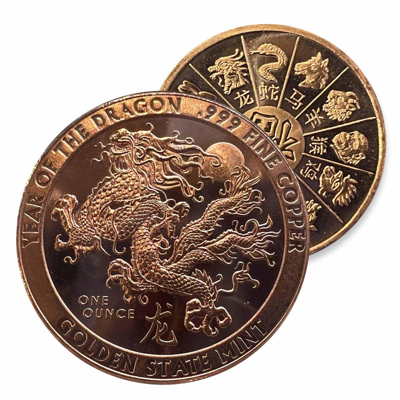 [Australia] - Generic 1 oz Year Of The Dragon 1 Oz .999 Pure Fine Copper BU 