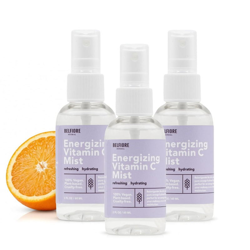 Vitamin C Mist Spray Set, Organic Face & Body Hydration, 100% Natural Orange Plant Extracts, Vegan non-GMO, 2 ounce (3 Pack)