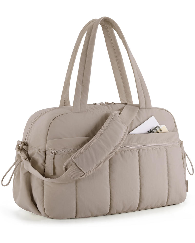 BAGSMART Duffle Bag for Travel, Gym Bag for Women, Weekender Carry on | PVC Wet Pocket, Airline Approved Personal Carry-on Size, Fits Under-seat, One Bag for Gym, Travel, Hospital, Overnight Camel Medium
